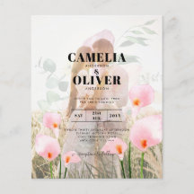 PINK CALLA LILILIES FOTO OVERLAY WEDING EINLADUNG