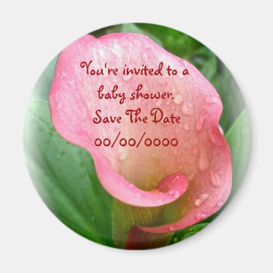 Pink Calla Lily Babydusche speichern das Date Magn Magnet