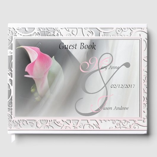 Pink Calla Lily Blüh Wedding Guest Book Gästebuch (Vorderseite)