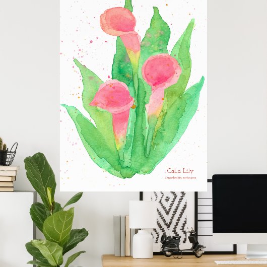Pink Calla Lily Blume Botanisch Poster (Heimbüro)