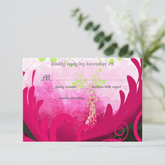 Pink Calla Lily Blume Hochzeit RSVP Einladung (Stehend Vorderseite)