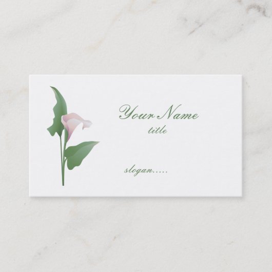 Pink Calla Lily Floral Business Card Visitenkarte (Vorderseite)