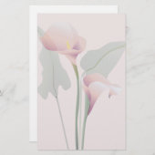 Pink Calla Lily Floral Stationery Briefpapier (Vorne/Hinten)