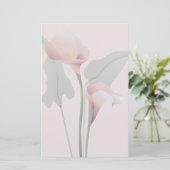 Pink Calla Lily Floral Stationery Briefpapier (Stehend Vorderseite)