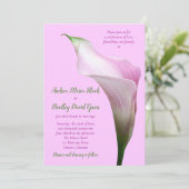 Pink Calla Lily Wedding Einladung (Stehend Vorderseite)