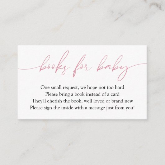 Pink Calligraphy Books for Baby Request Begleitkarte (Vorderseite)