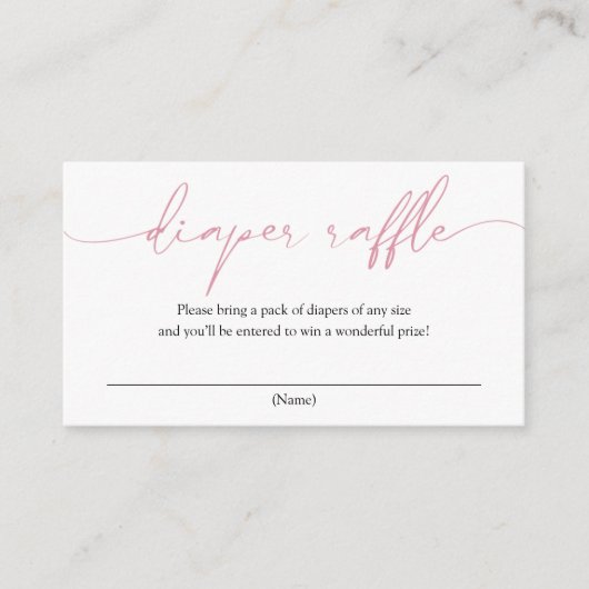 Pink Calligraphy Diaper Umschließkarte Begleitkarte (Vorderseite)