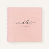 Pink Calligraphy Monogram Heft Sketchbook Notizblock (Vorderseite)
