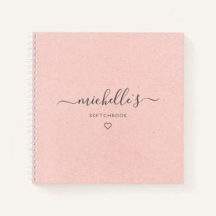 Pink Calligraphy Monogram Heft Sketchbook Notizblock