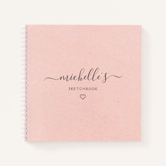 Pink Calligraphy Monogram Heft Sketchbook Notizblock (Vorderseite)