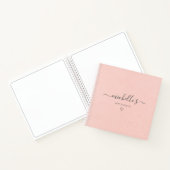 Pink Calligraphy Monogram Heft Sketchbook Notizblock (Innenseite)