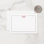 Pink Calligraphy Name Girly Monogram Mitteilungskarte (Vorderseite/Rückseite Beispiel)