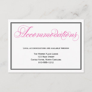 Pink Calligraphy Script Hochzeitsunterkünfte Begleitkarte