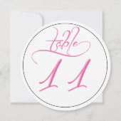 Pink Calligraphy Script Round Tischnummer 11 Card (Rückseite)