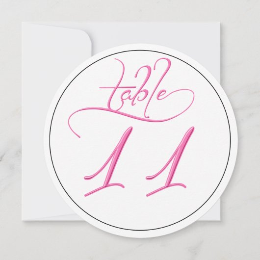 Pink Calligraphy Script Round Tischnummer 11 Card (Rückseite)