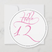 Pink Calligraphy Script Round Tischnummer 12 Card (Rückseite)