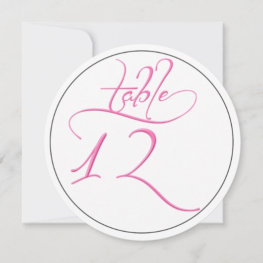 Pink Calligraphy Script Round Tischnummer 12 Card (Rückseite)