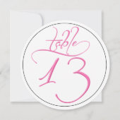 Pink Calligraphy Script Round Tischnummer 13 Card (Rückseite)