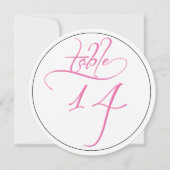 Pink Calligraphy Script Round Tischnummer 14 Card (Rückseite)