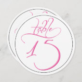 Pink Calligraphy Script Round Tischnummer 15 Card (Vorne/Hinten)