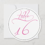 Pink Calligraphy Script Round Tischnummer 16 Card (Vorderseite)