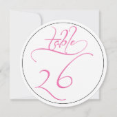 Pink Calligraphy Script Round Tischnummer 26 Card (Vorderseite)