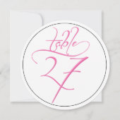 Pink Calligraphy Script Round Tischnummer 27 Card (Vorderseite)