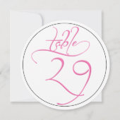 Pink Calligraphy Script Round Tischnummer 29 Card (Rückseite)