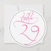Pink Calligraphy Script Round Tischnummer 29 Card (Vorderseite)