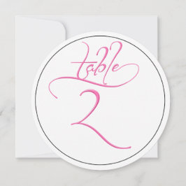 Pink Calligraphy Script Round Tischnummer 2 Card