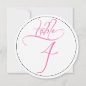 Pink Calligraphy Script Round Tischnummer 4 Card (Rückseite)