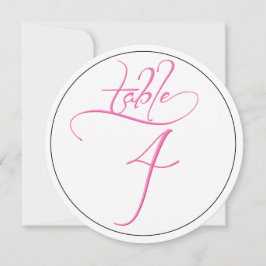 Pink Calligraphy Script Round Tischnummer 4 Card