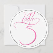 Pink Calligraphy Script Round Tischnummer 5 Card (Vorderseite)