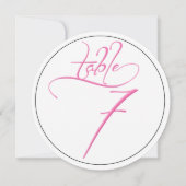 Pink Calligraphy Script Round Tischnummer 7 Card (Rückseite)