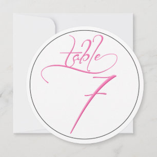 Pink Calligraphy Script Round Tischnummer 7 Card