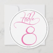 Pink Calligraphy Script Round Tischnummer 8 Card (Rückseite)