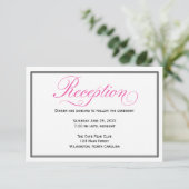 Pink Calligraphy Script Wedding Reception Card Einladung (Stehend Vorderseite)