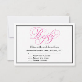 Pink Calligraphy Script Wedding Repcard Einladung