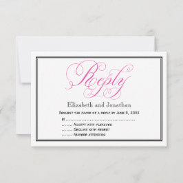 Pink Calligraphy Script Wedding Repcard Einladung