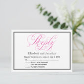 Pink Calligraphy Script Wedding Repcard Einladung (Stehend Vorderseite)