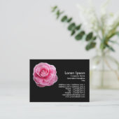 Pink Camelia 2 - Schwarz Visitenkarte (Stehend Vorderseite)