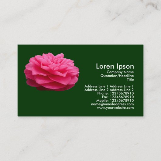 Pink Camelia - Dunkelgrün Visitenkarte (Vorderseite)