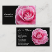 Pink Camelia II - Schwarz Visitenkarte (Vorne/Hinten)
