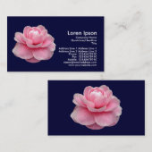 Pink Camelia - Navy Blue Visitenkarte (Vorne/Hinten)