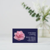 Pink Camelia - Navy Blue Visitenkarte (Stehend Vorderseite)
