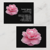 Pink Camelia - Schwarz Visitenkarte (Vorne/Hinten)