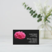 Pink Camelia - Schwarz Visitenkarte (Stehend Vorderseite)
