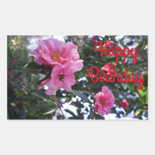 Pink Camellia #2 Happy Birthday Stickers