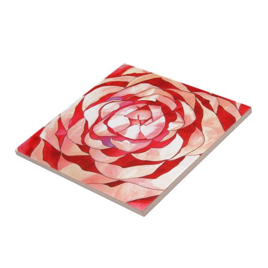 Pink Camellia abstraktes Originalgemälde Fliese (Seite)