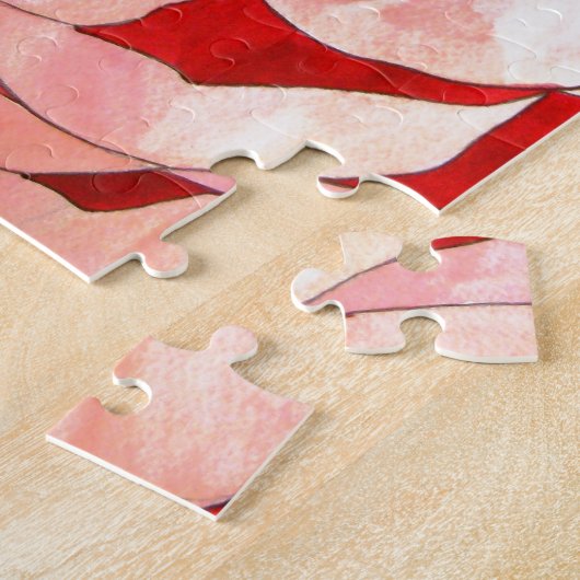 Pink Camellia abstraktes Originalgemälde Puzzle (Seite)